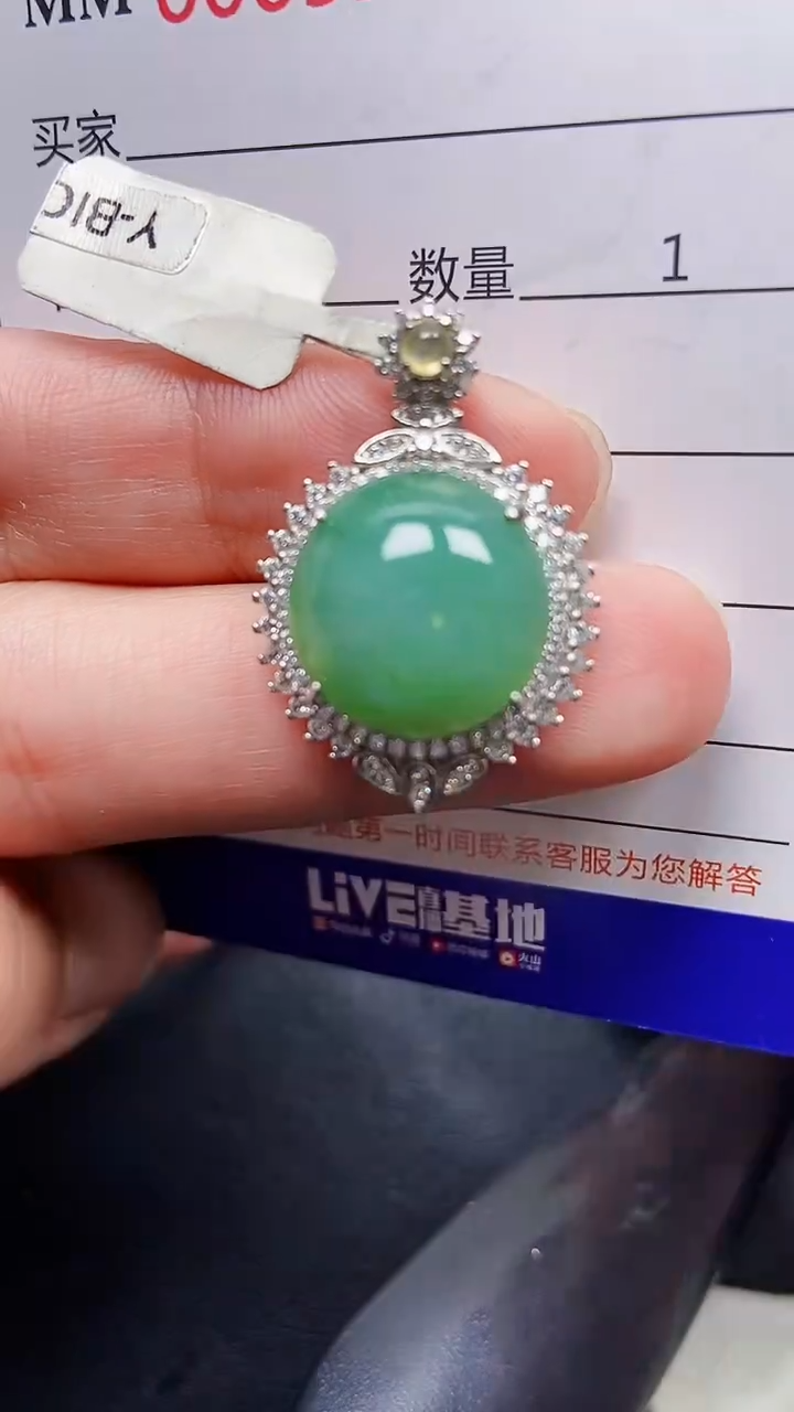 颈饰银S925镶嵌翡翠9204
