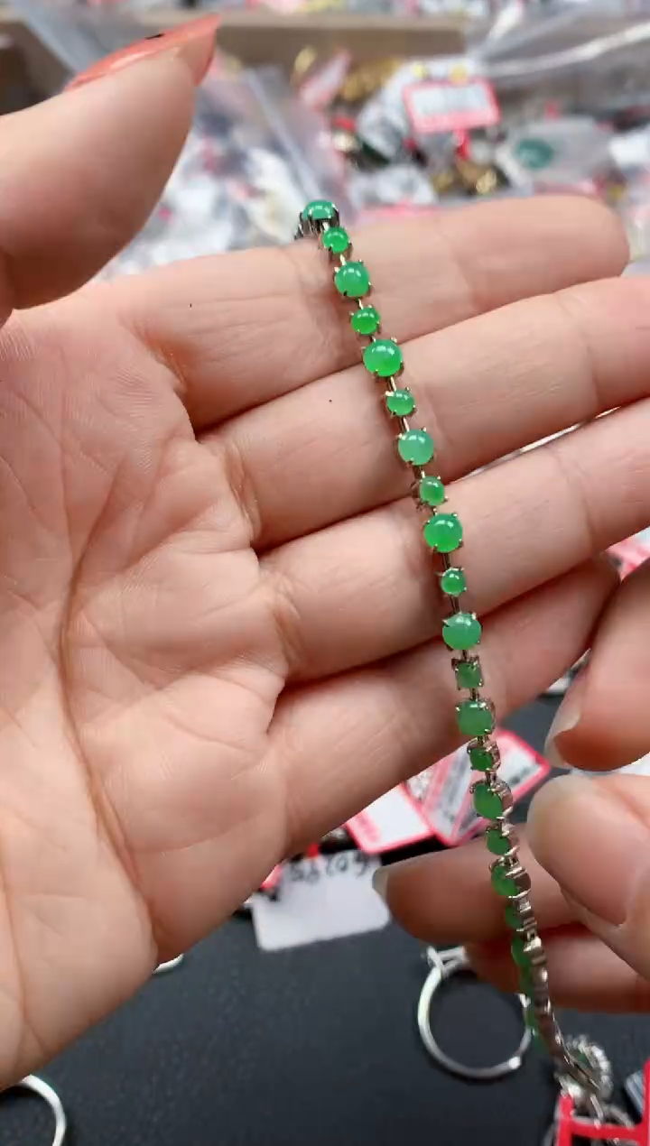 银S925镶嵌戒指翡翠天然A货缅甸翡翠