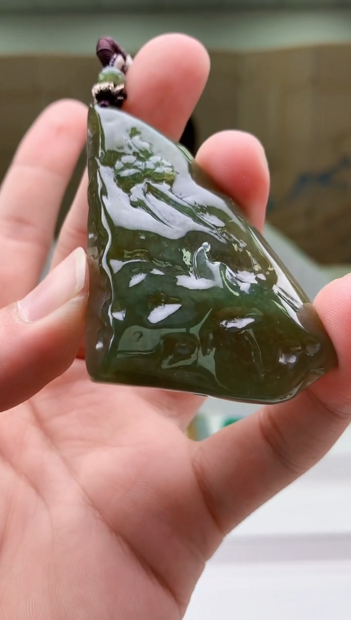 【闪购商品】定制翡翠未镶嵌4812bb-毛货挂件54