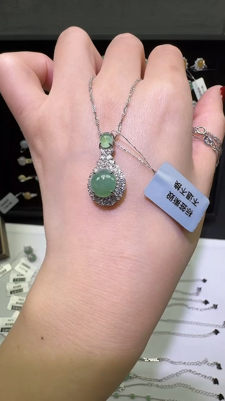 银S925镶嵌戒指翡翠吊坠31