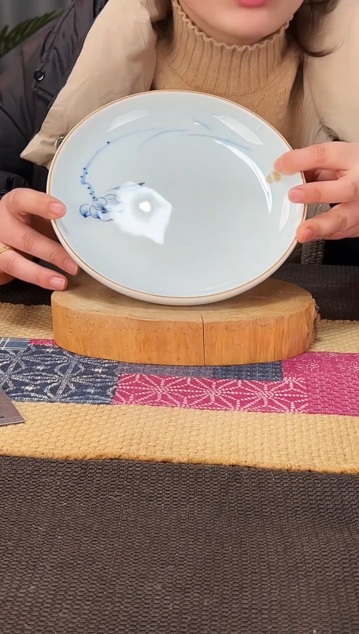 【闪购商品】碗福利打标手绘荷花8寸月光盘