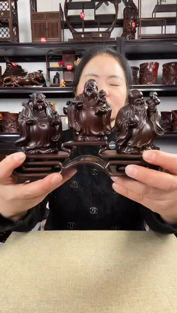 木三连+福禄寿老李红木工艺品