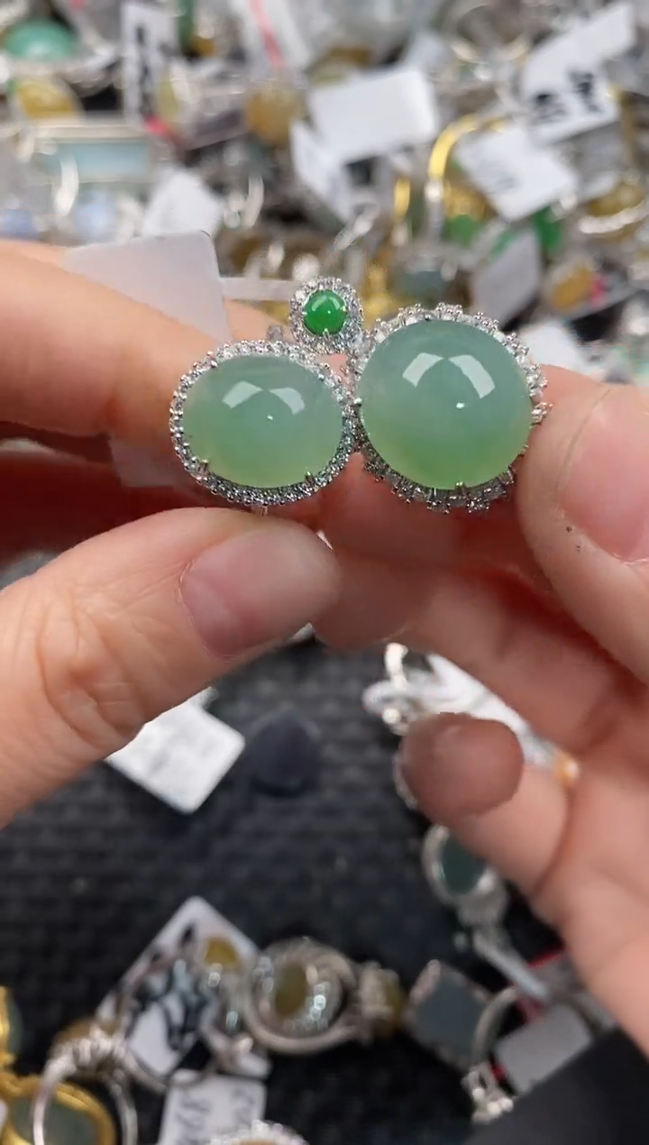 银S925镶嵌戒指翡翠11              10