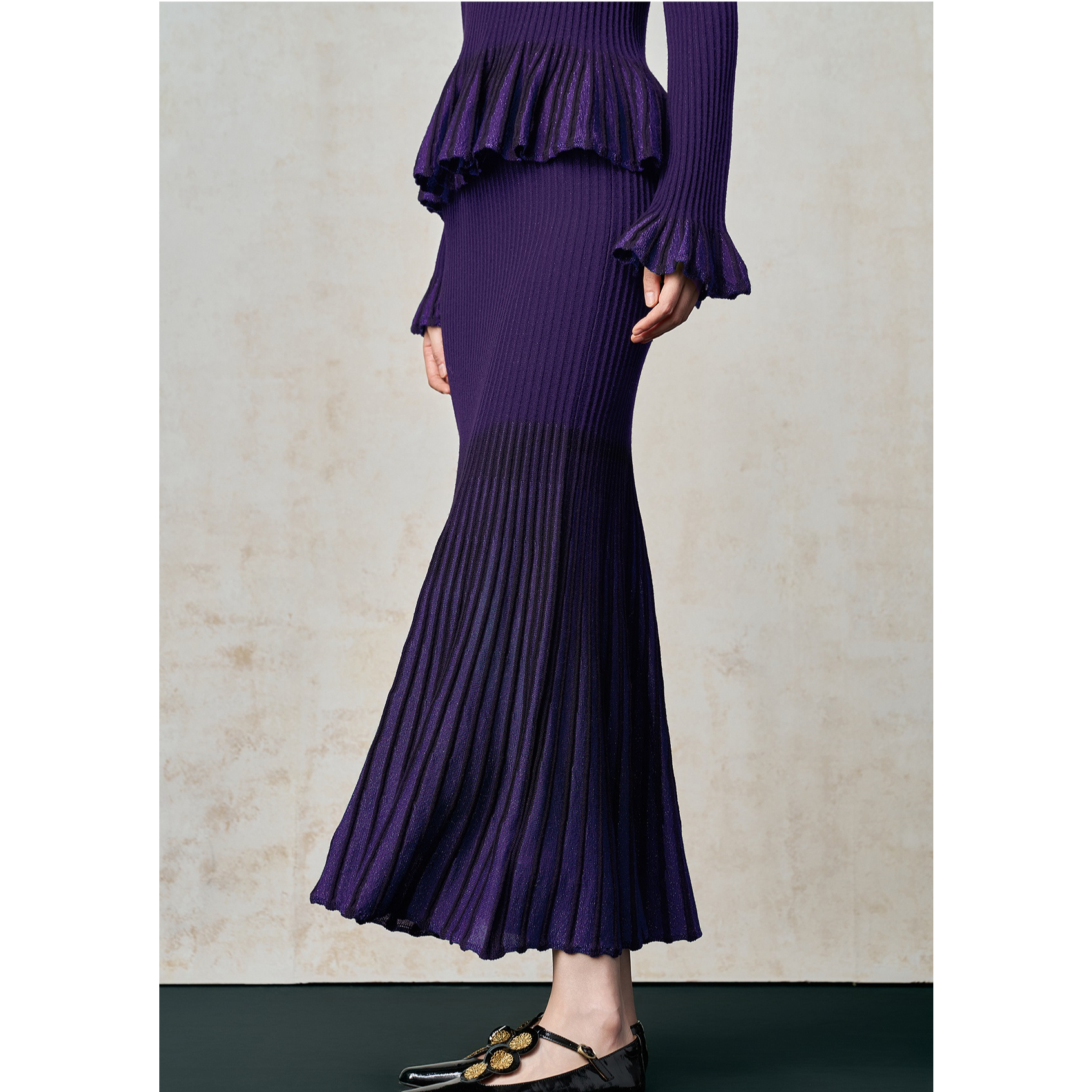 生活在左【林栖作品】毛织半身裙显瘦金葱2025秋冬新款百褶裙女