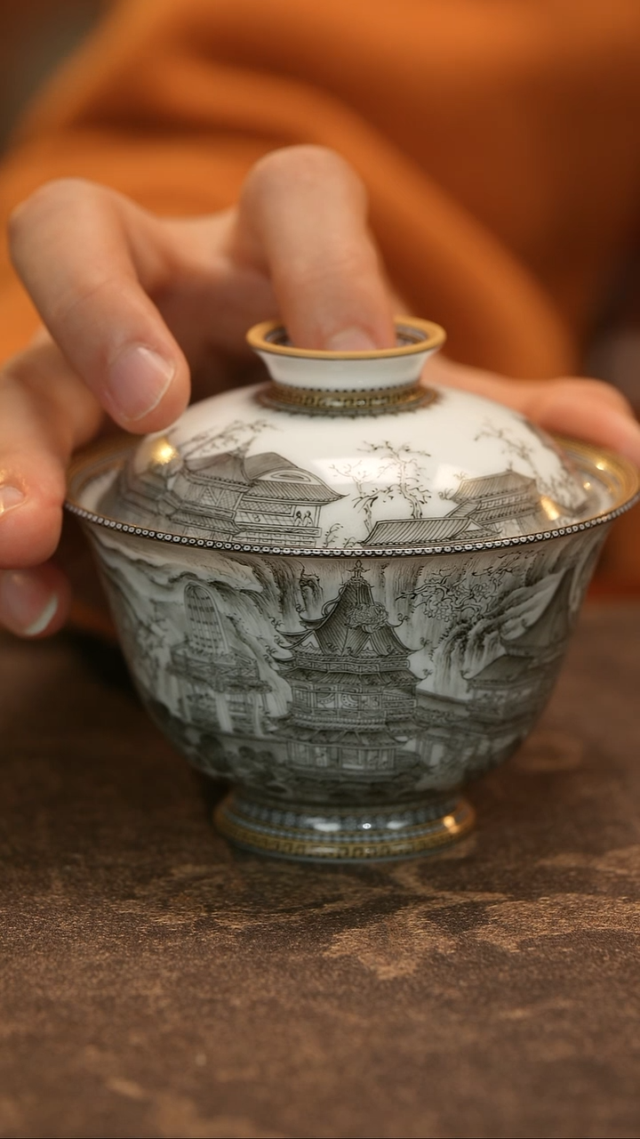 李*豪至臻墨彩大明宫岩茶盖碗