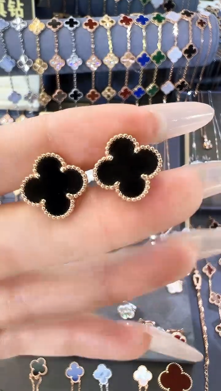 【闪购商品】玛瑙/玉髓耳钉18K金镶嵌18K耳拍