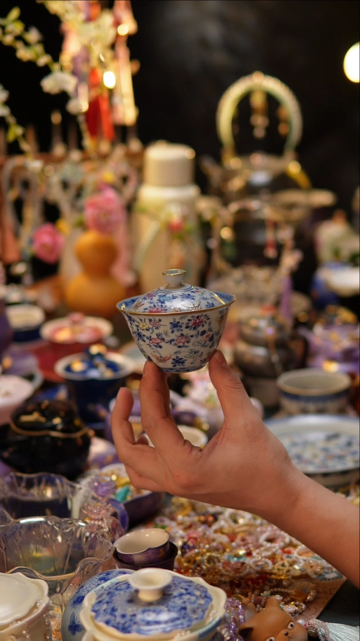 【闪购商品】盖碗青花斗彩珐琅彩盖碗