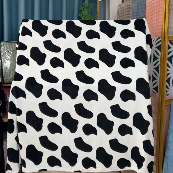 C7 1.8*2m床单黑白奶牛印花-加绒加厚-秋冬床单