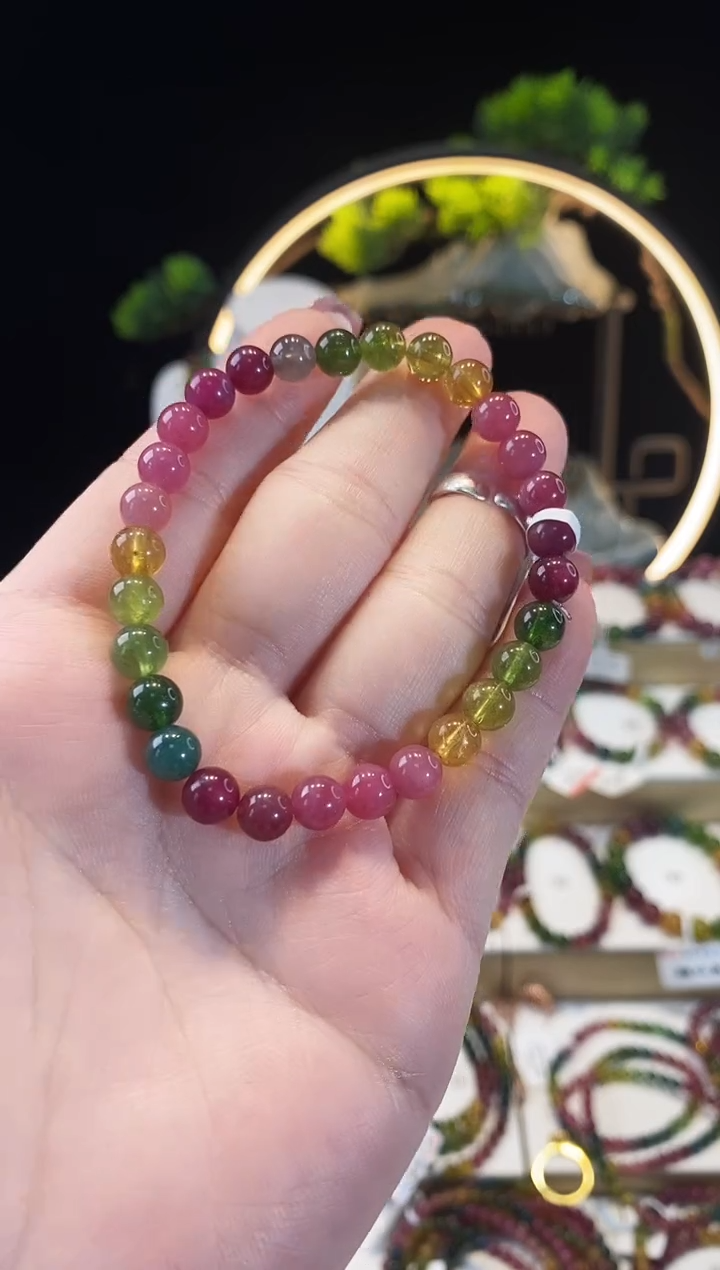 【闪购商品】碧玺手链未镶嵌G2299素圈颜色微差