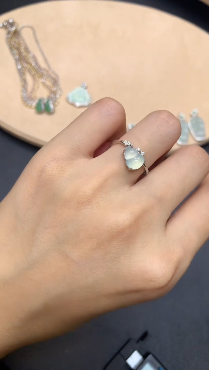 【闪购商品】翡翠戒指银S925镶嵌葫芦【多样性发其一】
