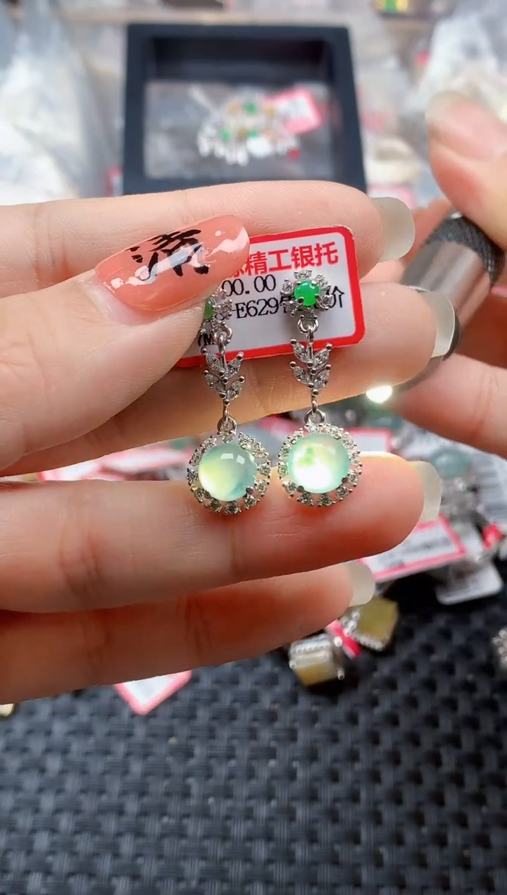 银S925镶嵌戒指翡翠天然A货缅甸翡翠