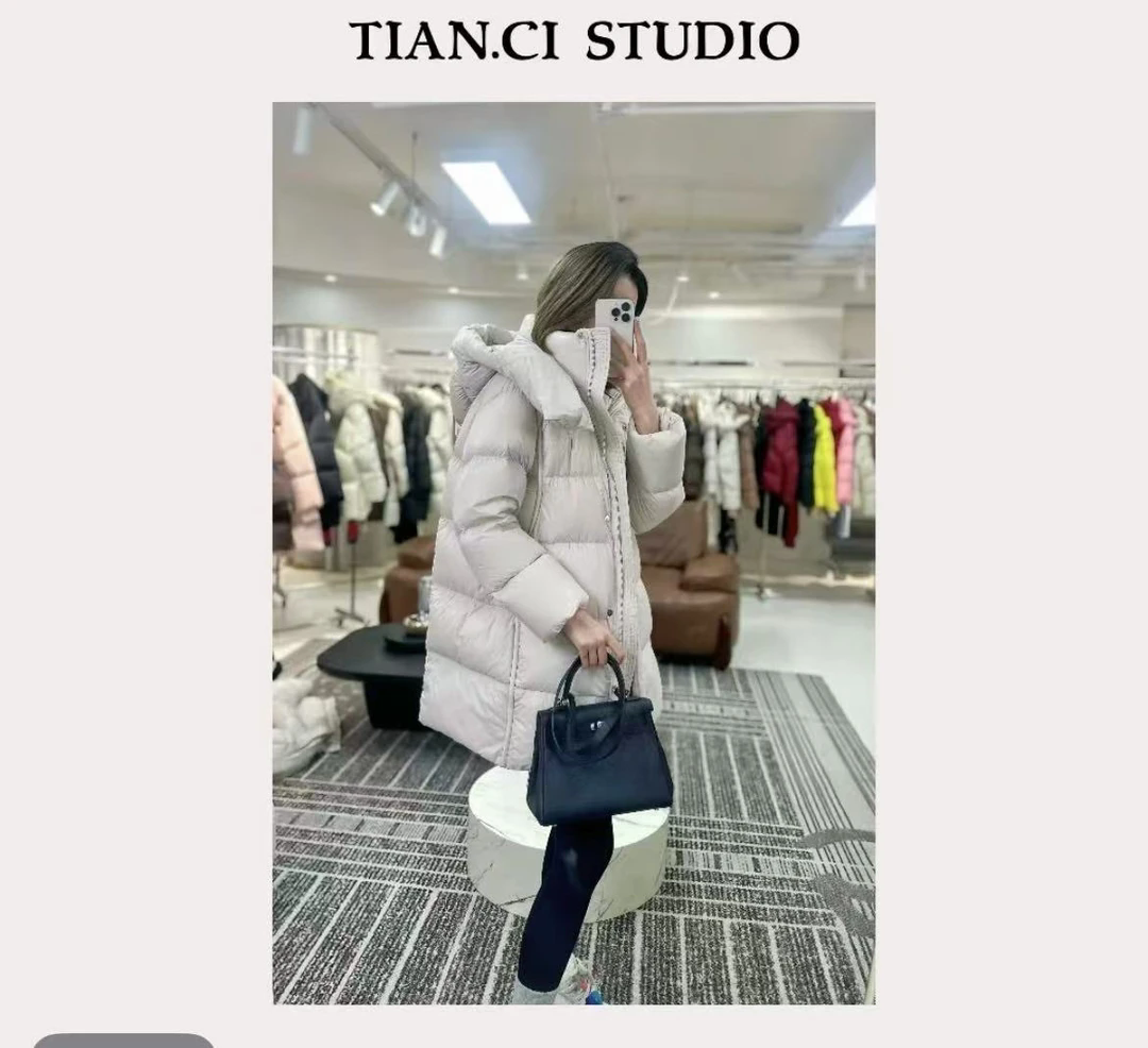 【现货】云朵泡芙连帽中长款羽绒服女款