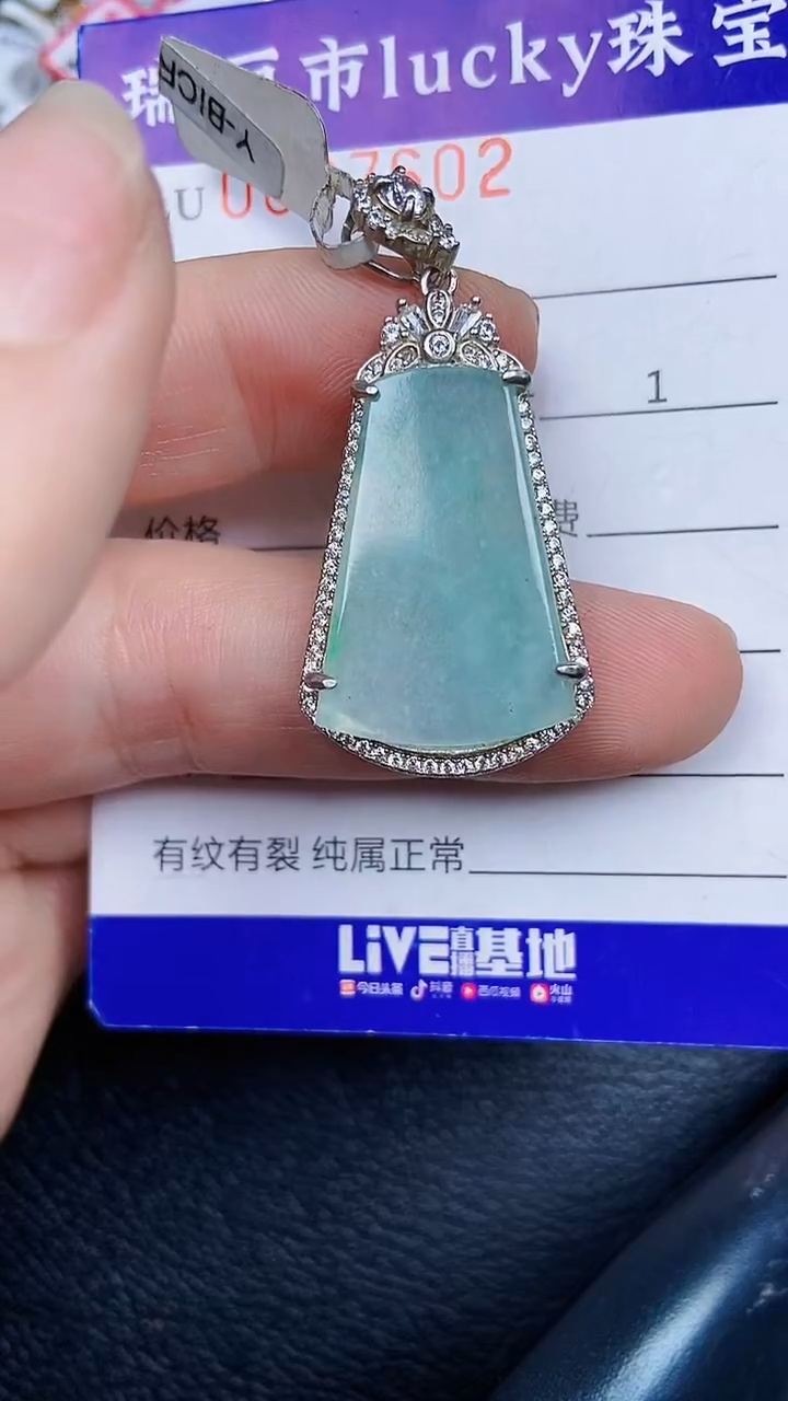 颈饰银S925镶嵌翡翠7602