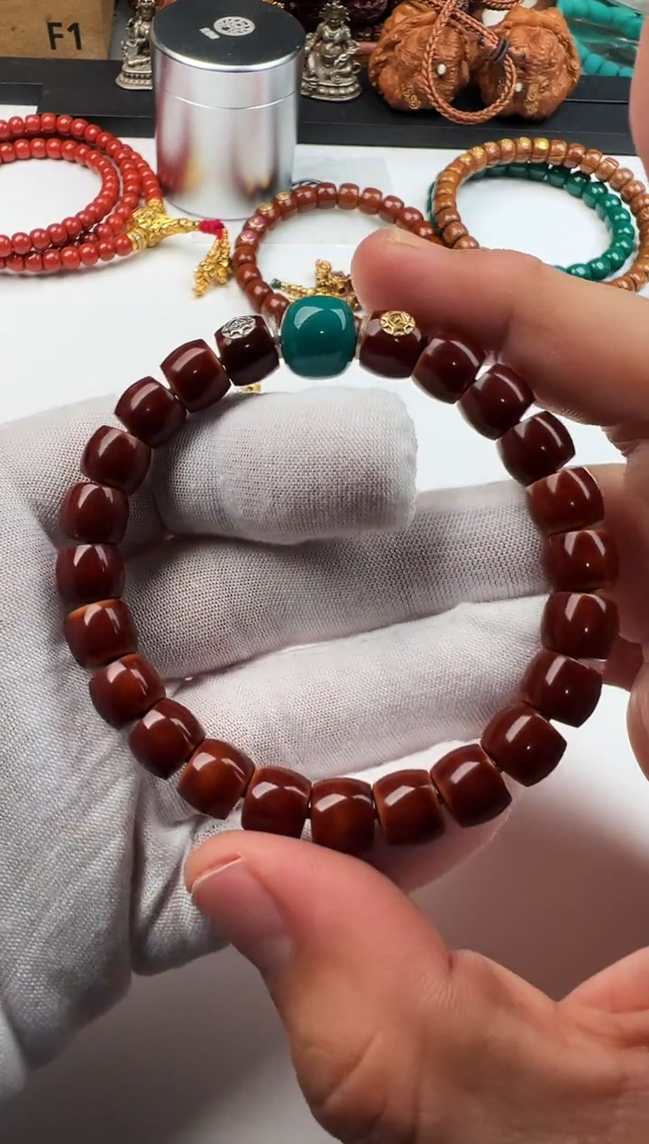 手串橄榄核足金镶嵌橄榄核