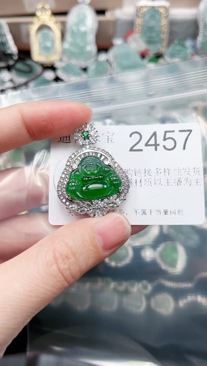 【闪购商品】翡翠颈饰未镶嵌赠皮绳2457