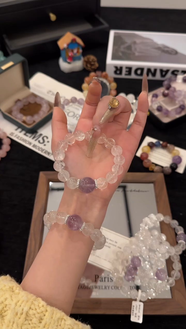 合金手链水晶碎钻紫葡萄x3567