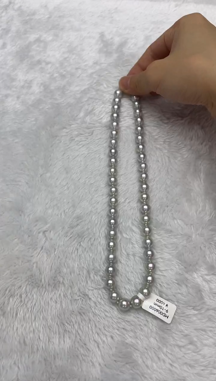 海水珍珠银S925镶嵌项链AK真多麻9-10mm（多样性发一）
