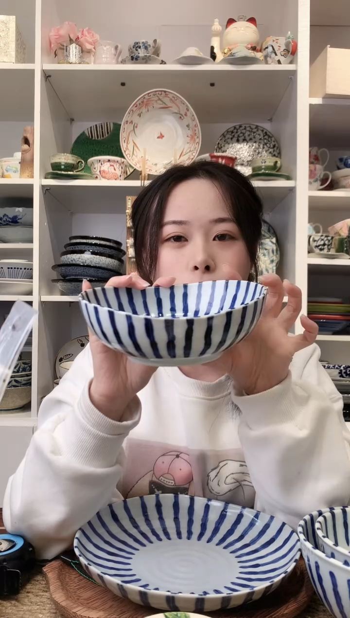 陶瓷浓十草55大钵17cm
