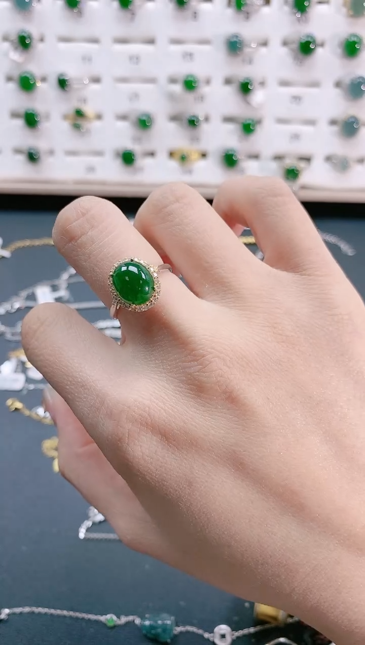 【闪购商品】翡翠戒指银S925镶嵌天然翡翠
