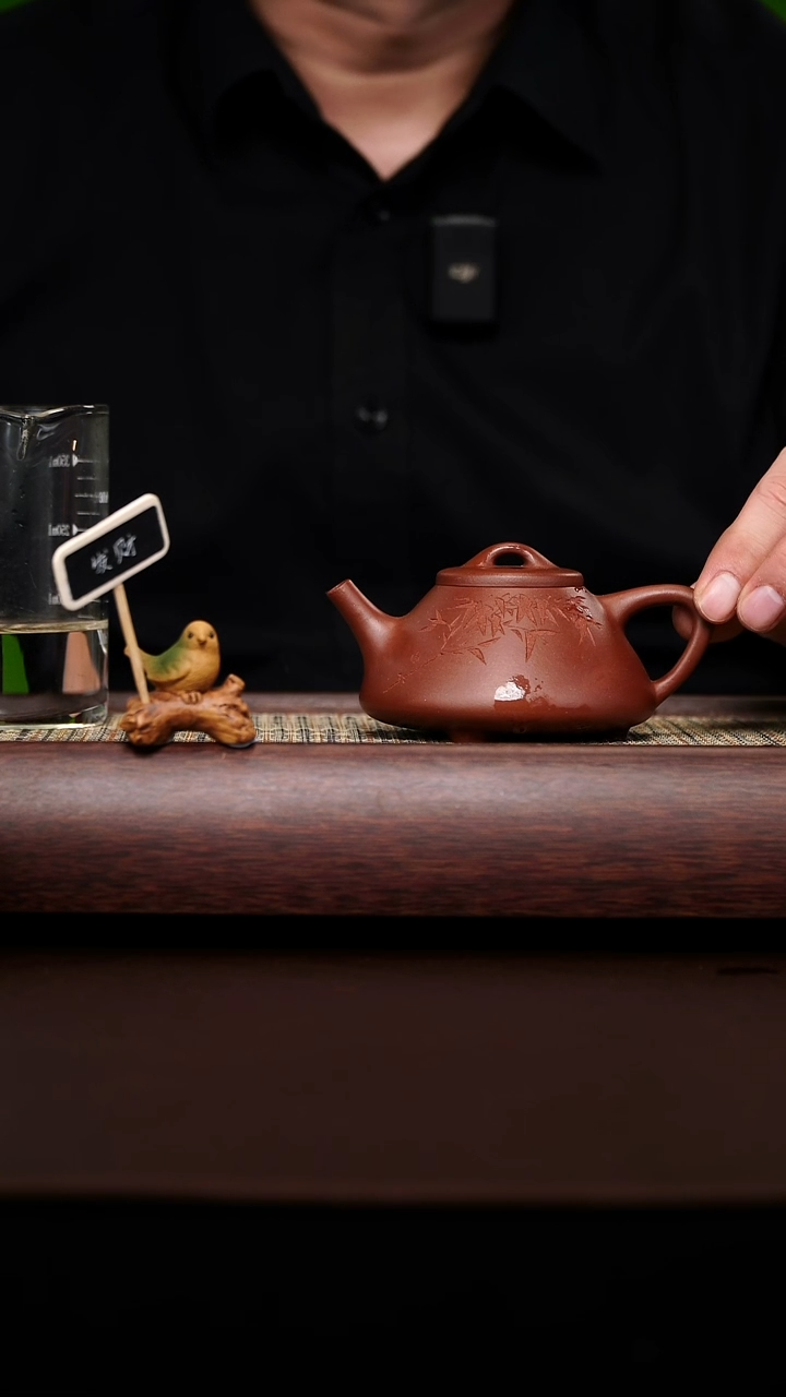 原矿手工底槽清子冶石瓢160CC短竹