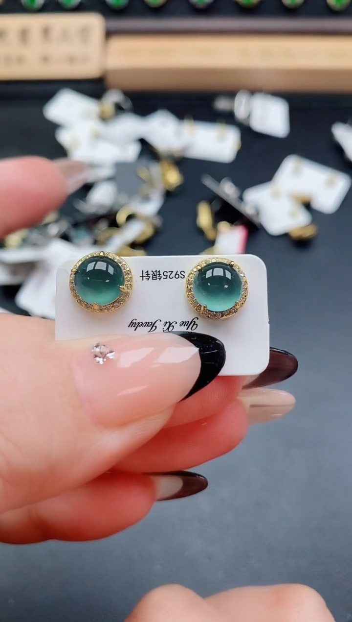 银S925镶嵌戒指翡翠1