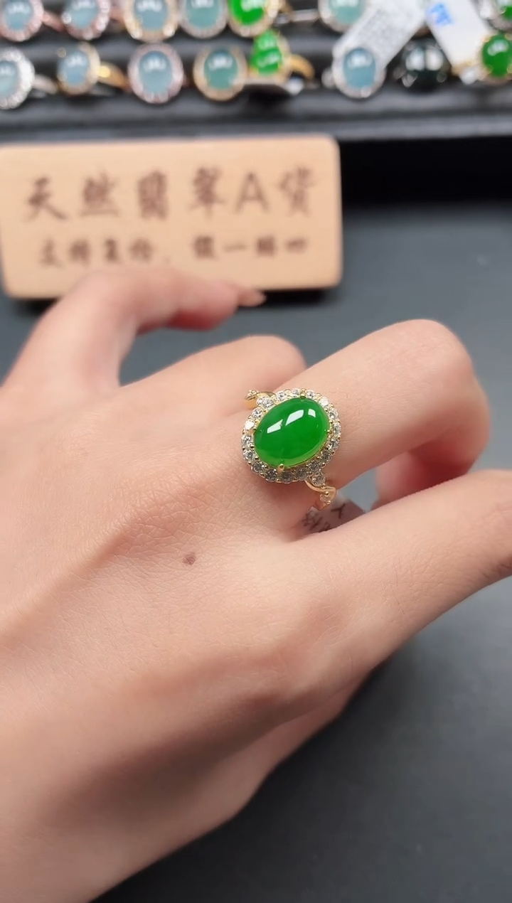 银S925镶嵌戒指翡翠1