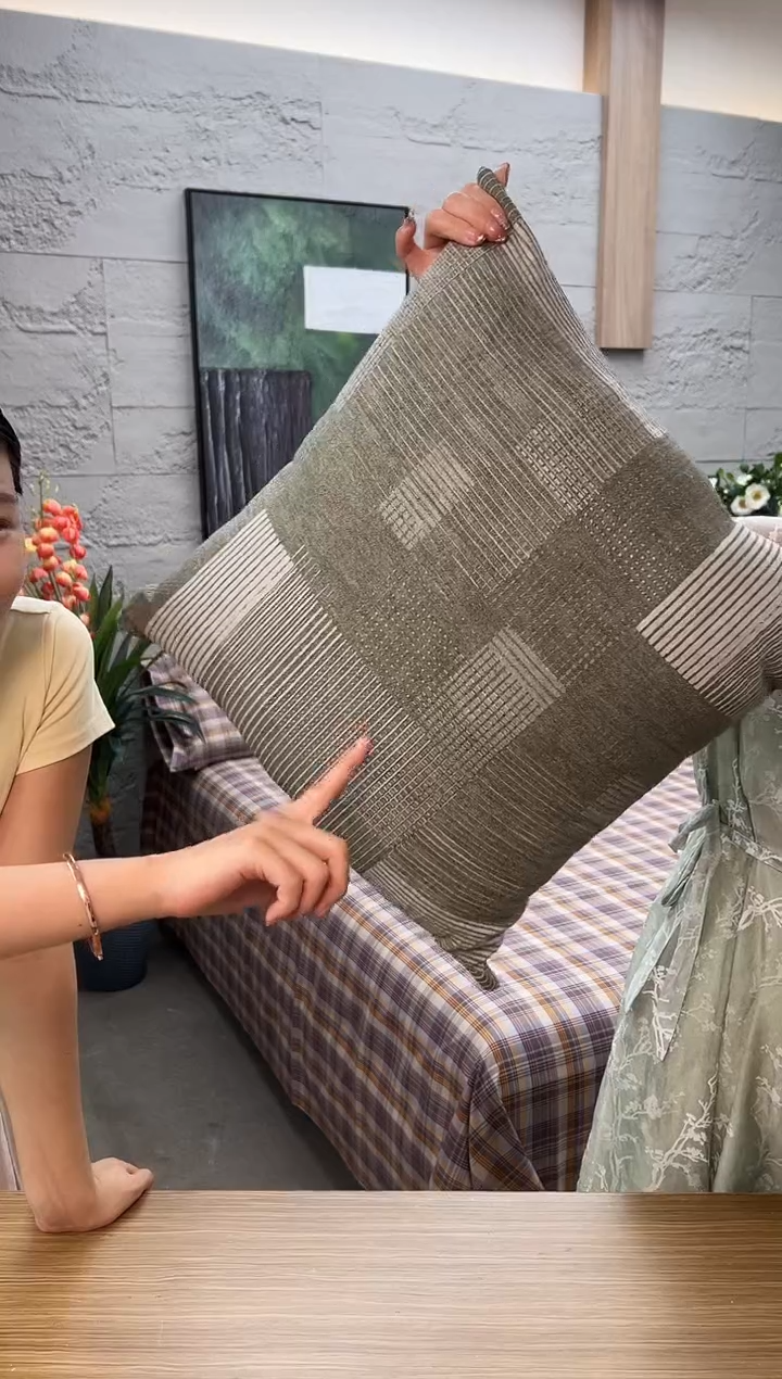 大豆纤维棉2025新款棉麻抱枕白金绿