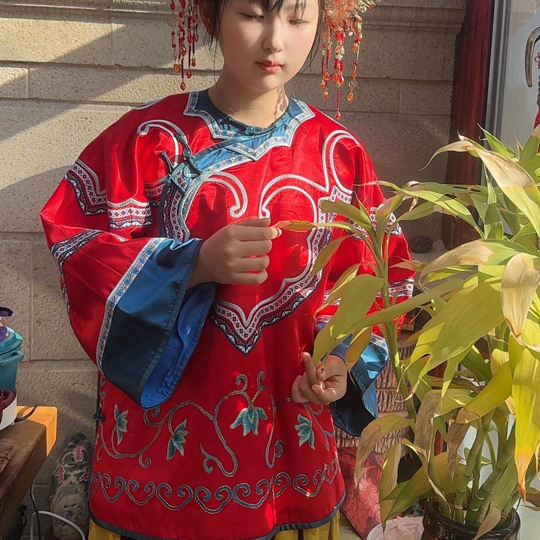 红蓝色系国风手工刺绣清汉服