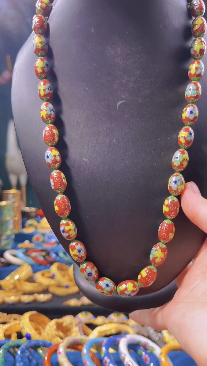 【闪购商品】非遗景泰蓝项链卡1.2 红色