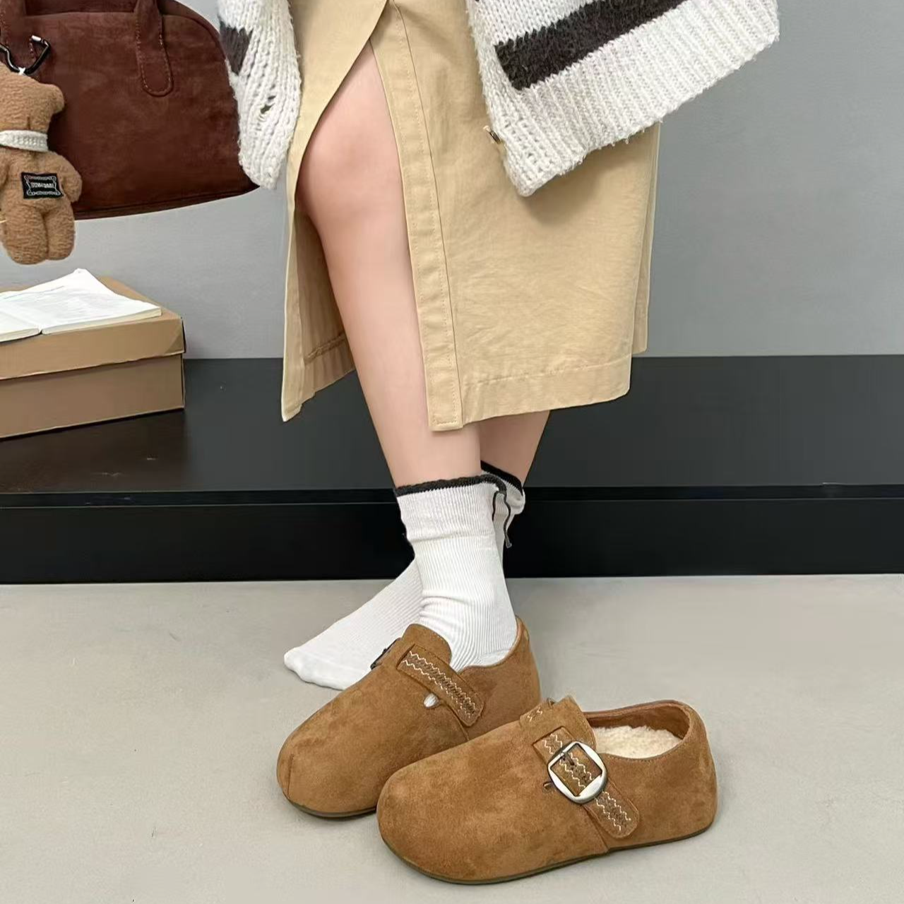 厚底时装靴女新款复古显瘦套筒博肯鞋D6222-32