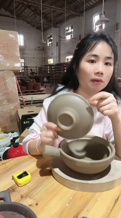 陶瑕疵1.0原陶手把锅带盖