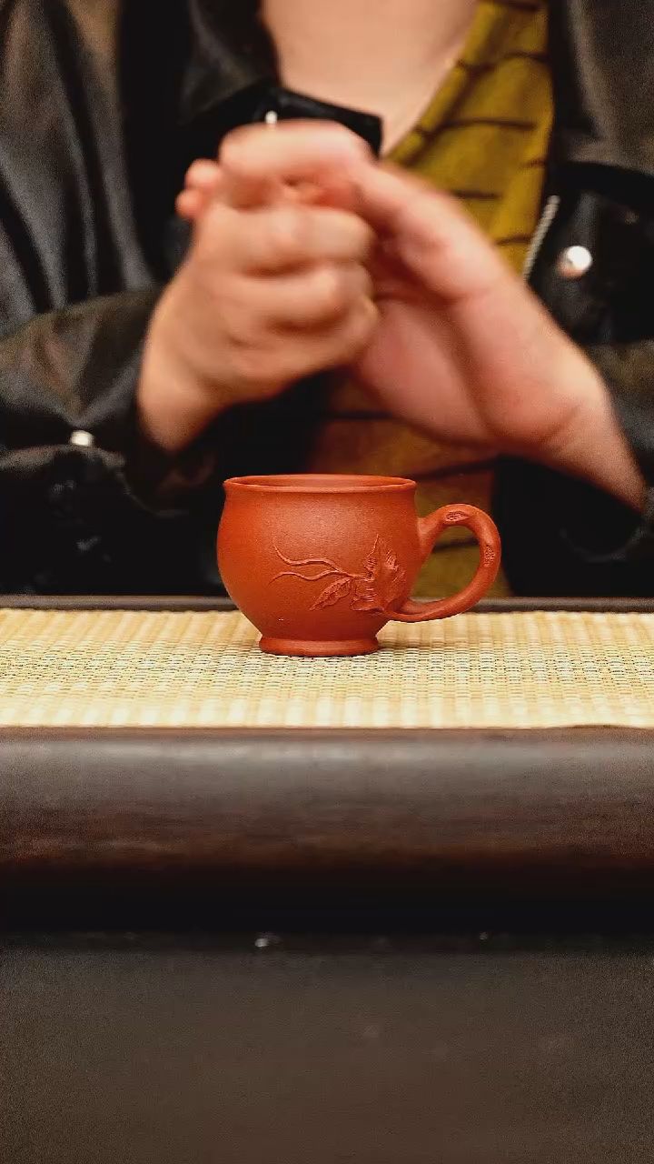 茶壶紫砂手把杯 主人杯 朱泥100cc