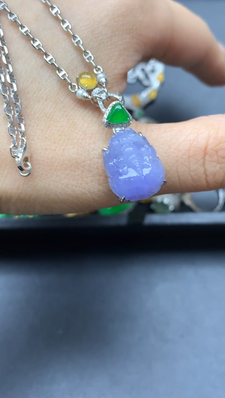 颈饰18K金镶嵌翡翠693-中国好珍宝