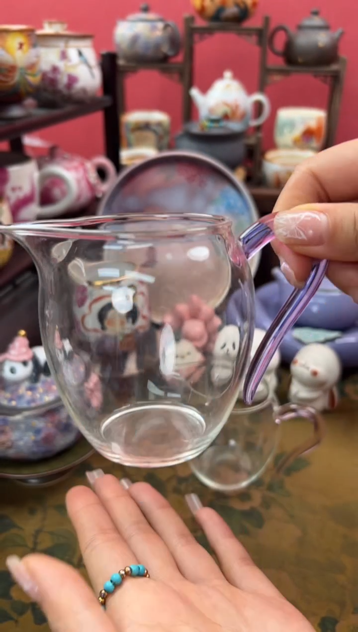 【闪购商品】紫色玻璃公道杯茶海