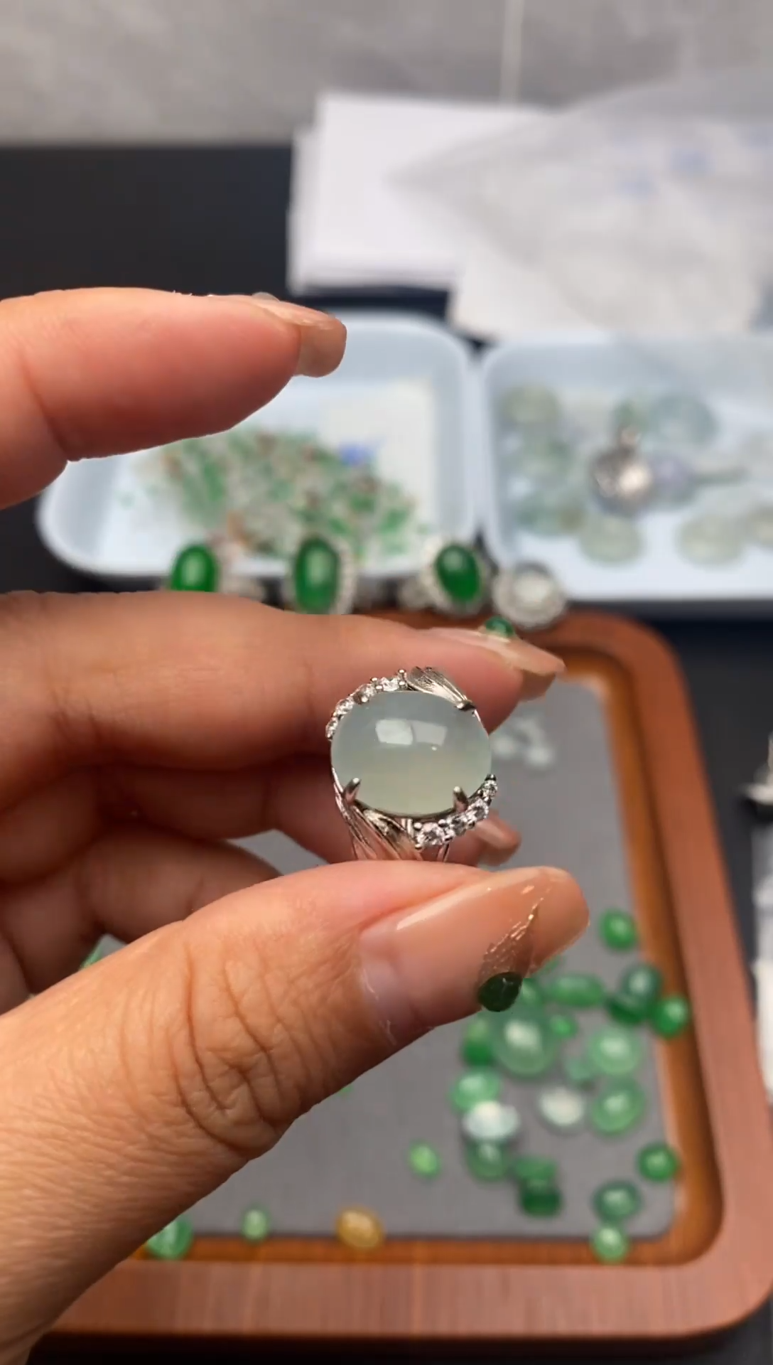 【闪购商品】翡翠戒指银S925镶嵌戒指