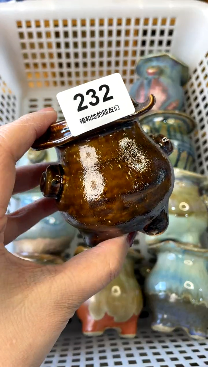 【闪购商品】陶232 内口4【喵喵团圆多肉盆】