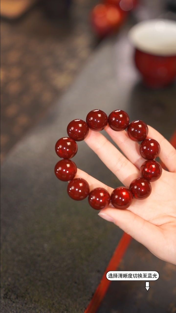 【闪购商品】非遗漆器潘国建老师赤宝砂手串卡1.8