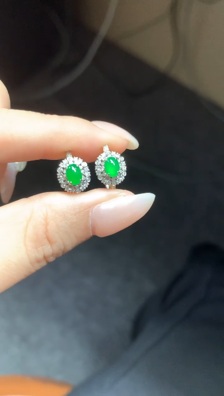 【闪购商品】翡翠耳饰18K金镶嵌耳饰|6850+685