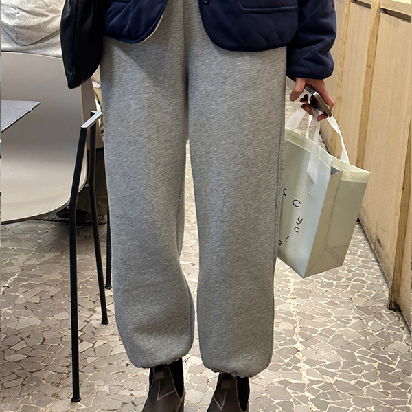 LANGQING 纯色直筒保暖加绒卫裤女秋装高腰显瘦运动束腿裤40673#