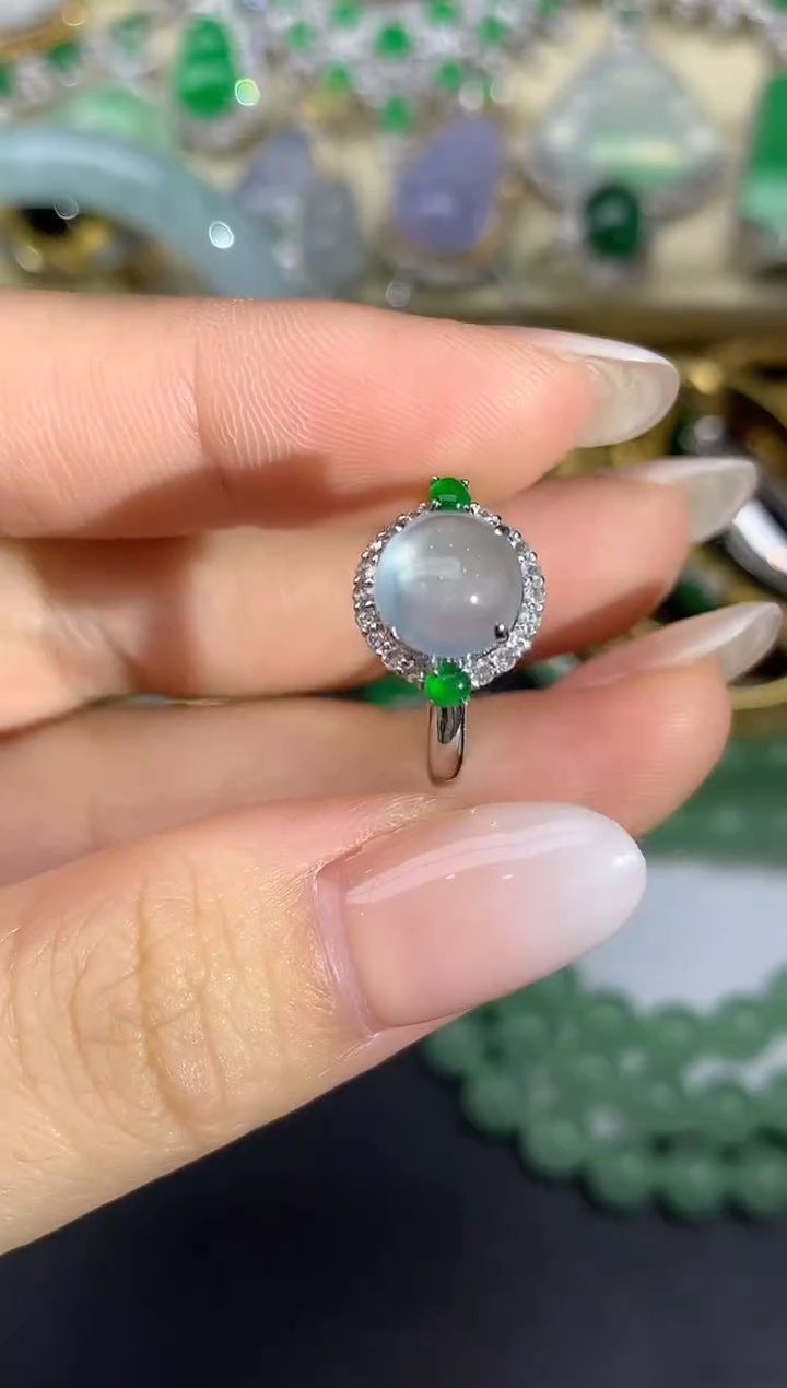 翡翠戒指18K金镶嵌312-雪姐翡翠天天见