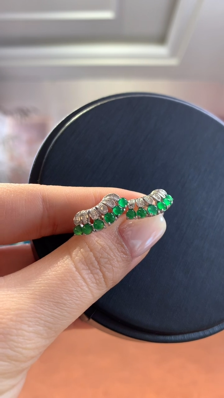 银S925镶嵌挂件翡翠翡翠耳钉