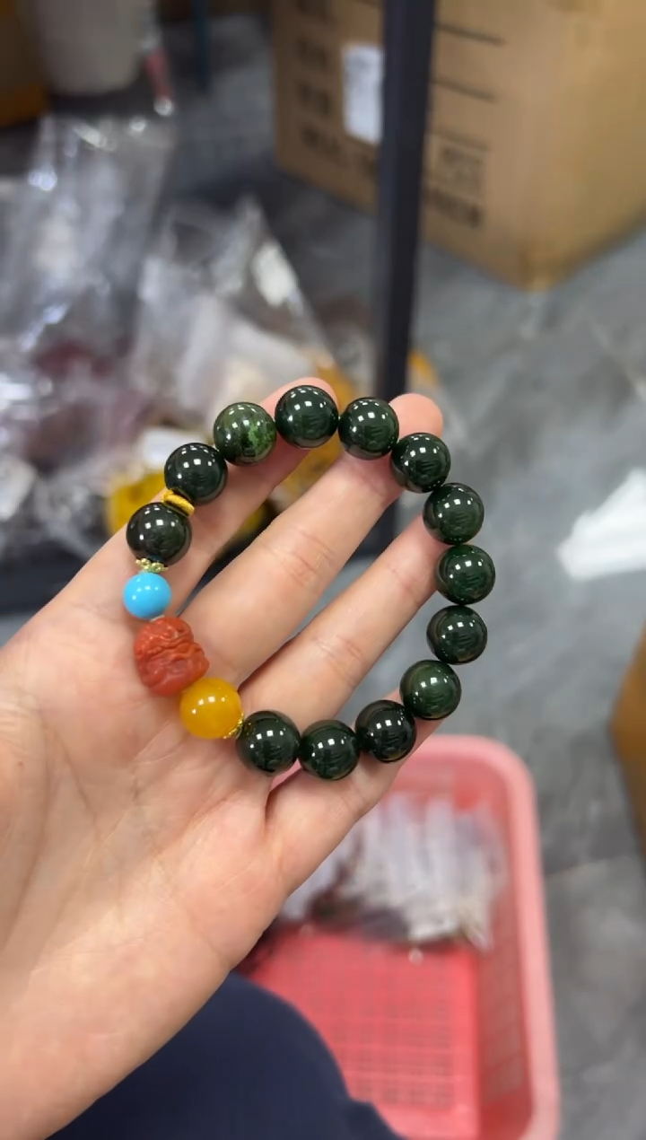 手链未镶嵌和田玉和田玉圆珠手串[多样发其一]