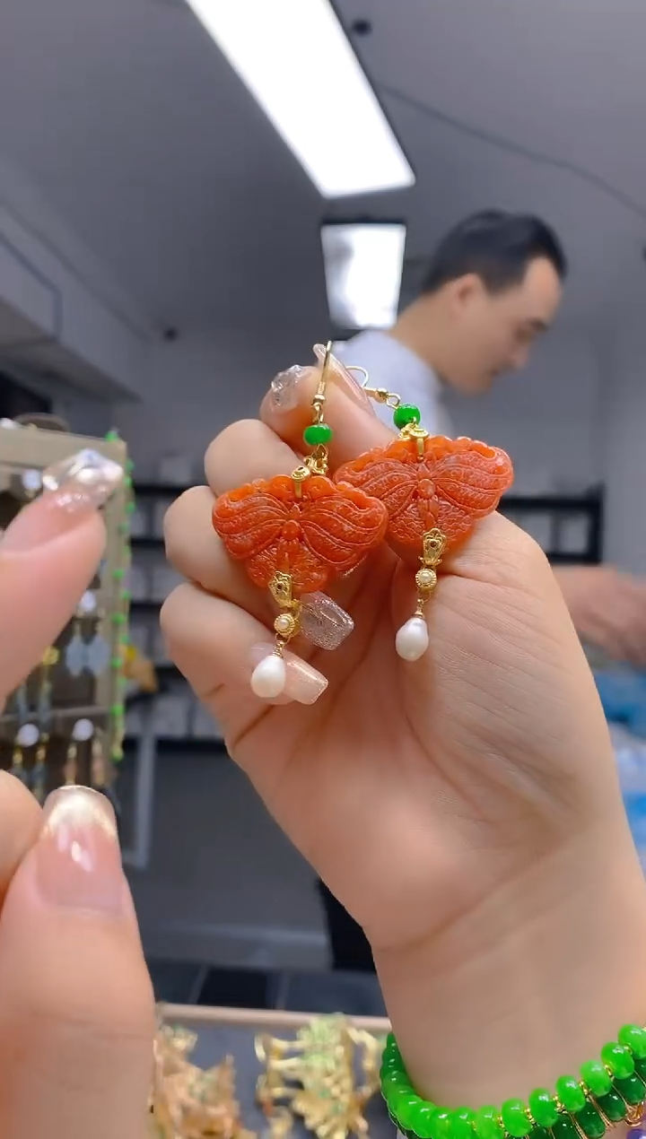 【闪购商品】翡翠耳饰合金120翡翠耳钩