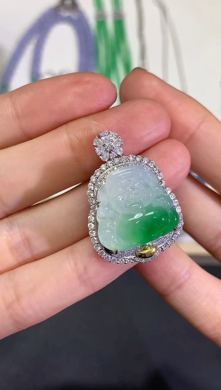 【闪购商品】翡翠颈饰18K金镶嵌团购67