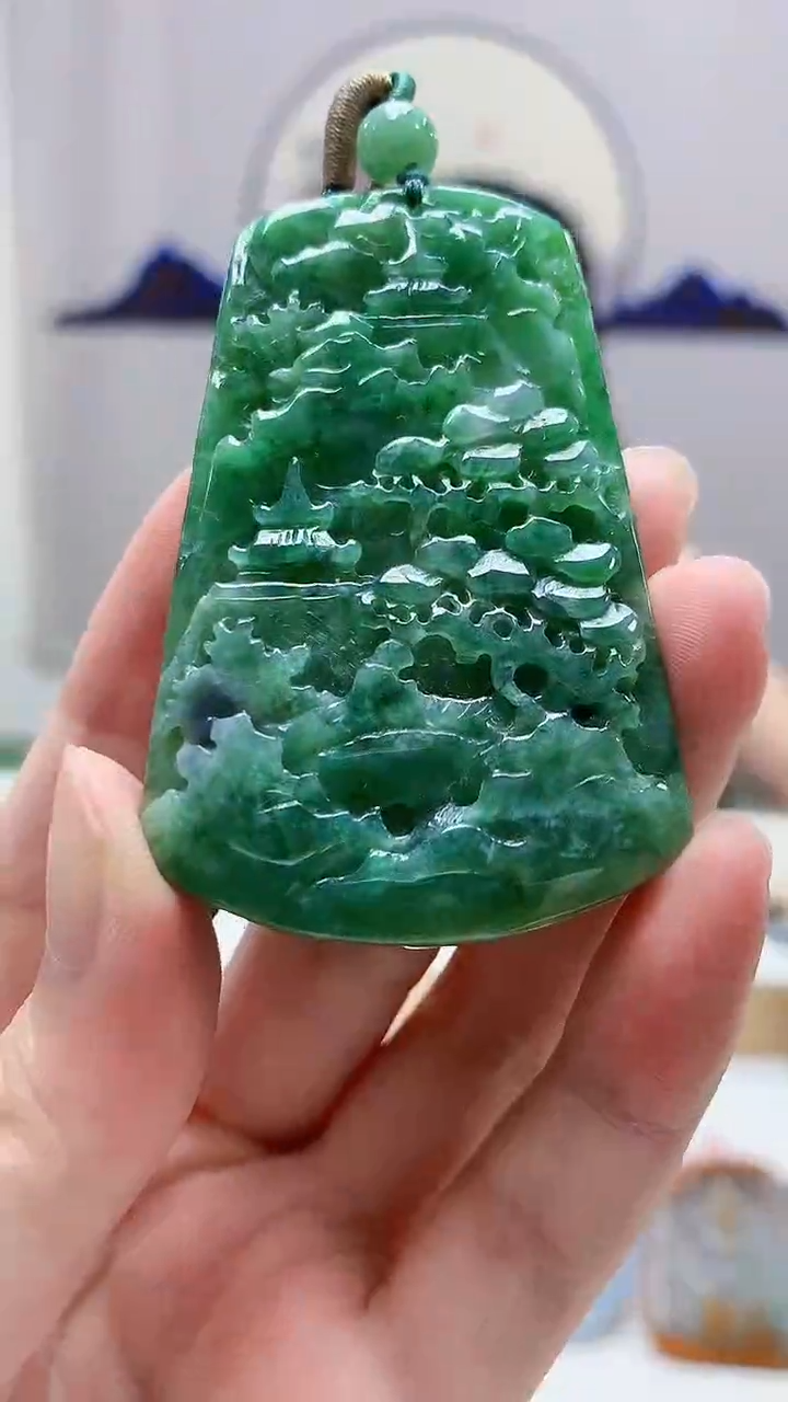 未镶嵌定制翡翠4852zm-毛货挂件18山水