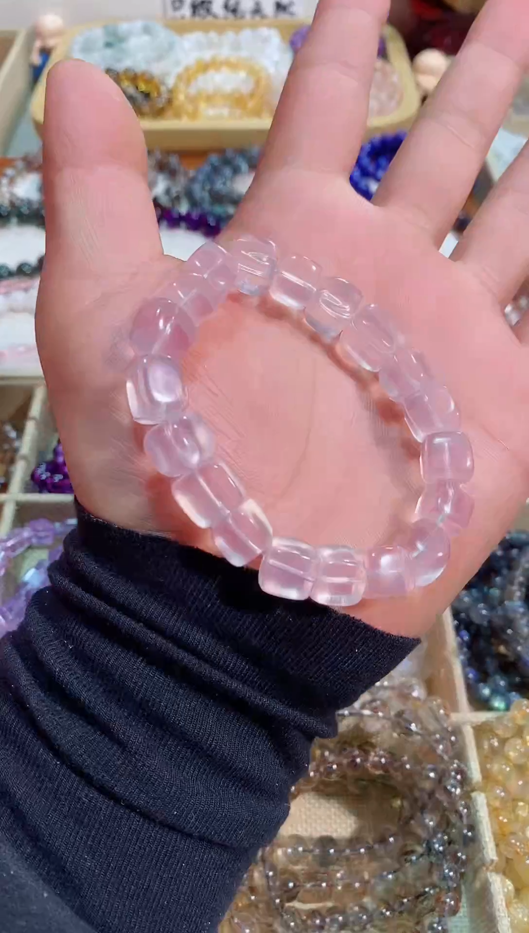 【闪购商品】水晶手链未镶嵌方糖粉水晶 （多样性发其一）