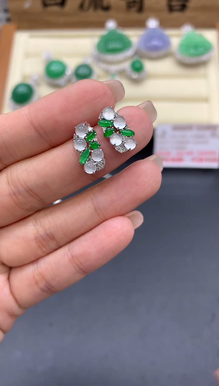 【闪购商品】翡翠耳饰18K金镶嵌646-中国好珍宝