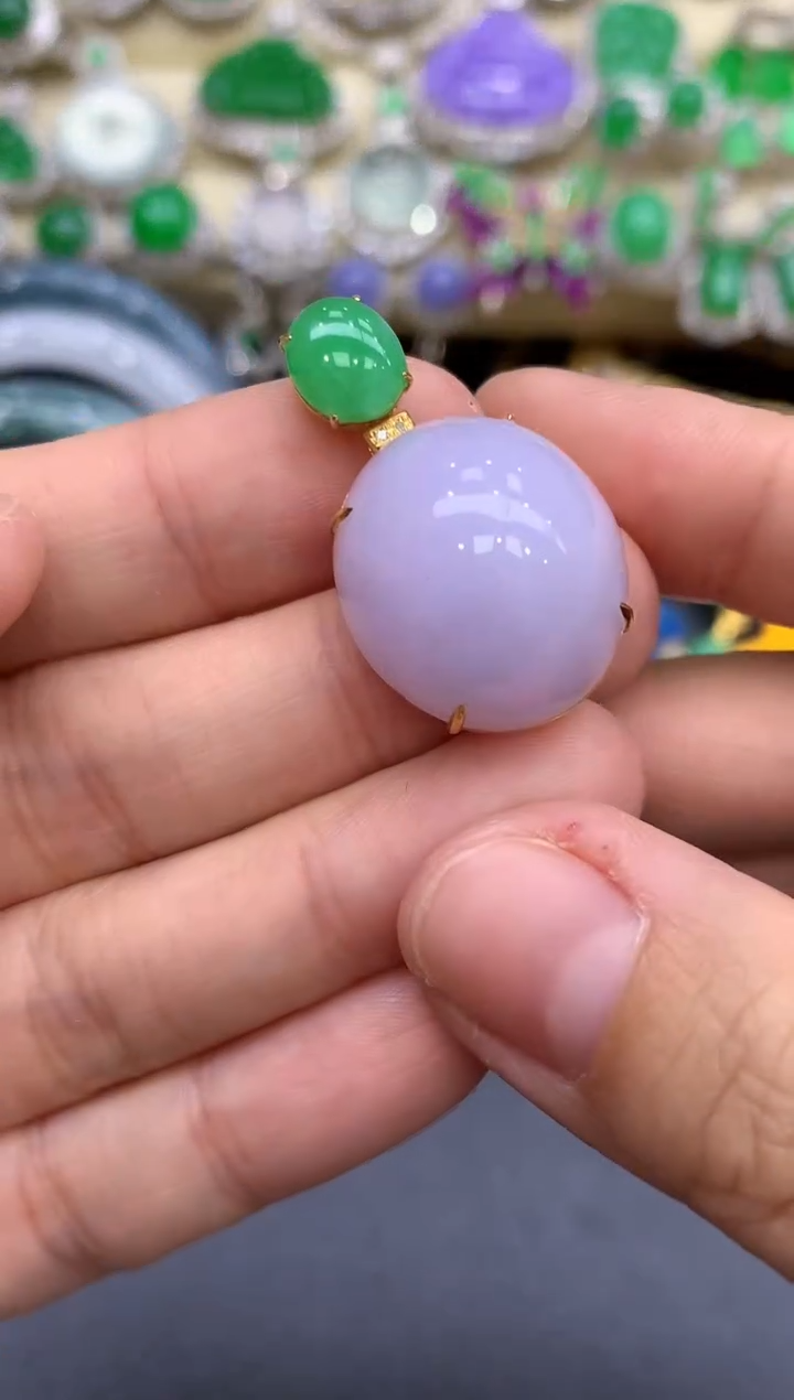 颈饰18K金镶嵌翡翠339-中国好珍宝