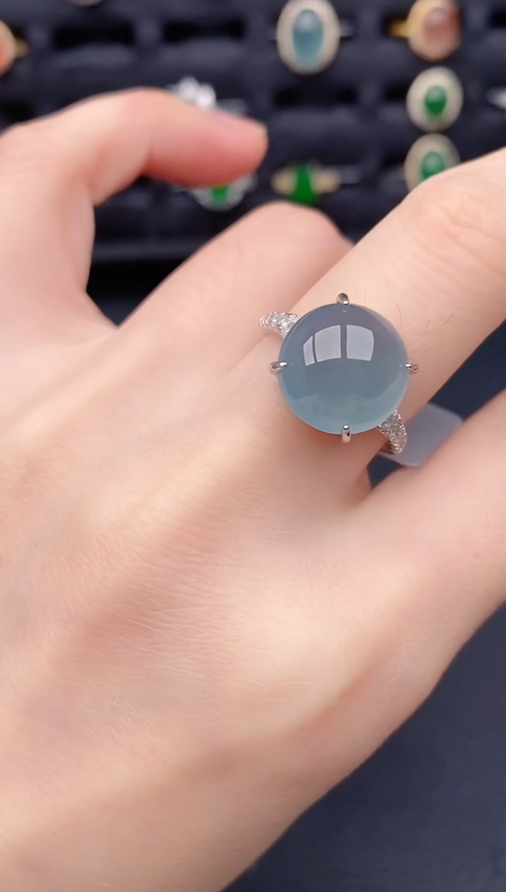 银S925镶嵌戒指翡翠天然a货翡翠73