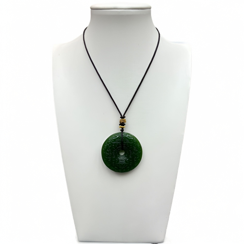 A637精品波菜绿龙纹平安扣百搭